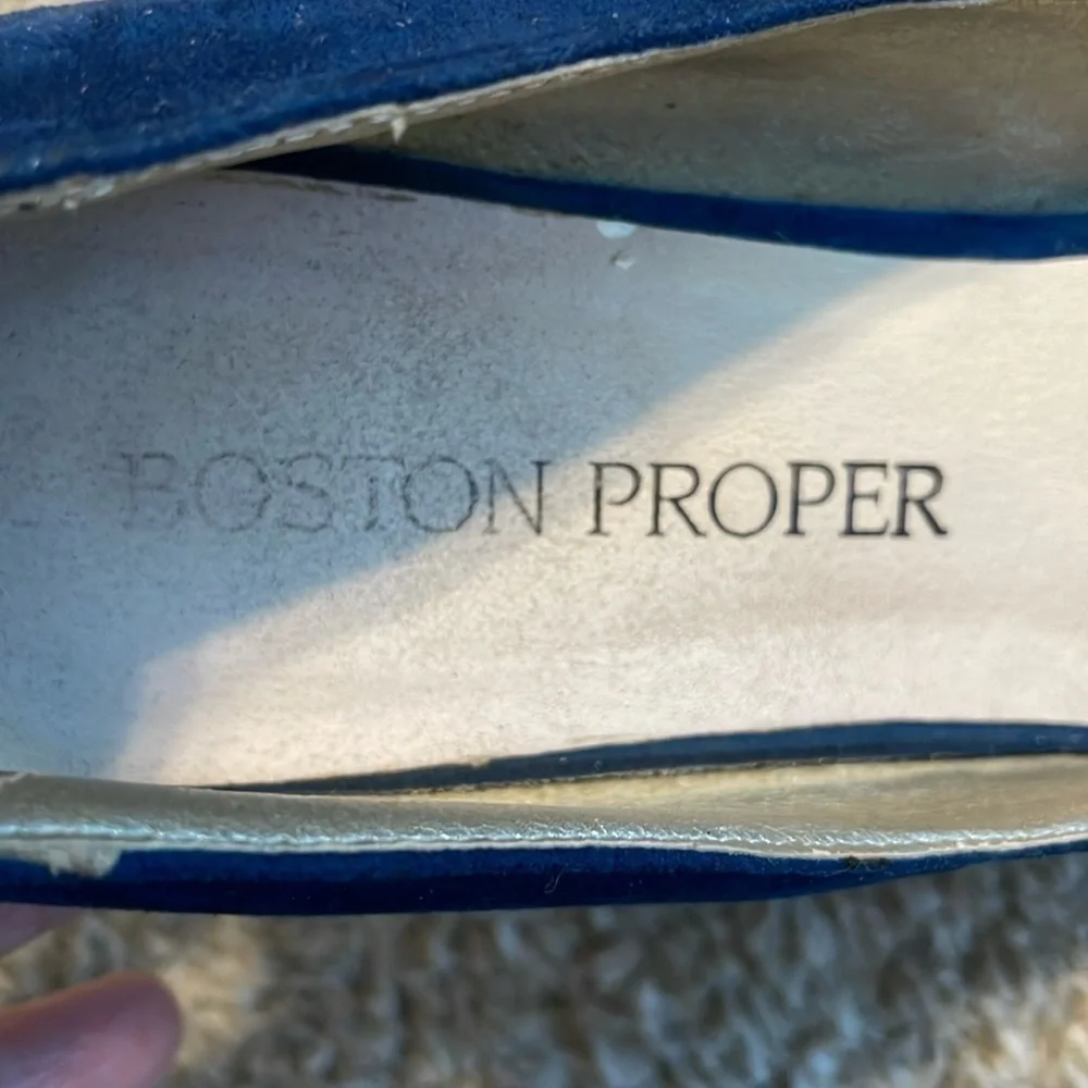 Boston Proper Women’s Pammy Wedge Heels Size 8 Blue Platform Suede Preppy Party